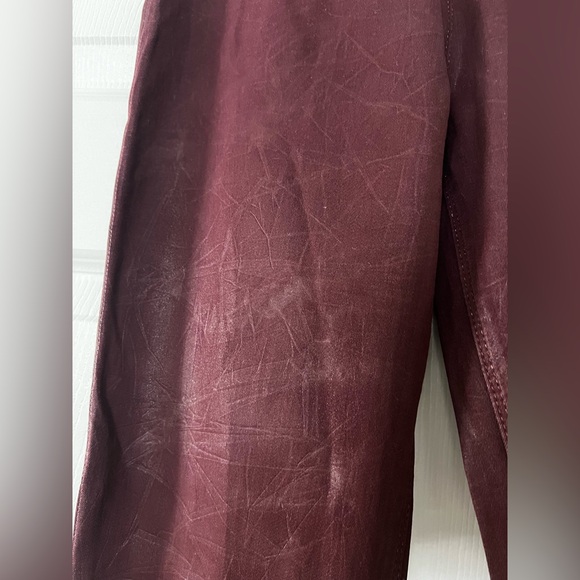 SOLD LABS Burgundy Waxed Coated Pants NWT Slim Fit - Picture 2 of 4